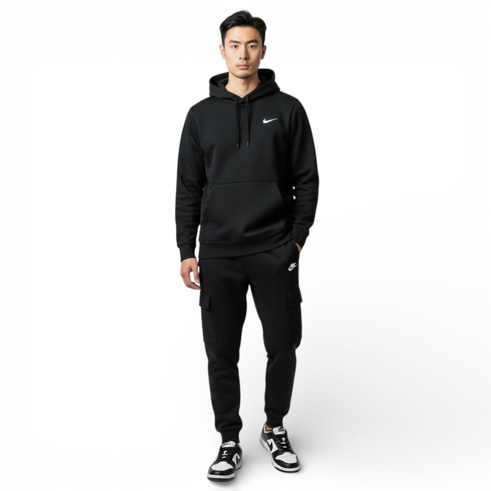 Nike Club Fleece 2 Piece Sweatsuit Mens Size 2XL Cargo Tracksuit Black NSW NWT